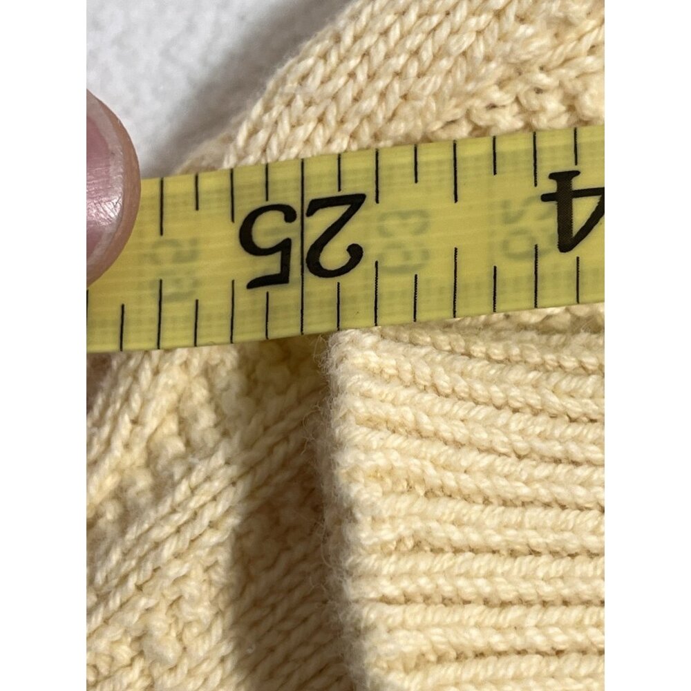 Vtg Carmel Cotton Knit Sweater Cream Yellow Blue Trim Golfer Made in USA L Golf - Picture 11 of 11